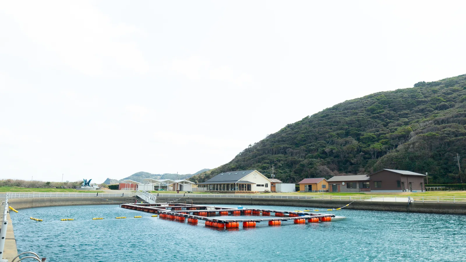 水面の高さから見た入り江。対岸まで見渡せる広さがある