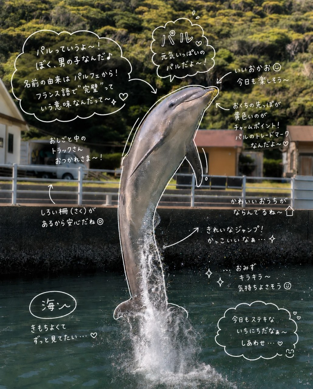 みなさんこんにちは！今日はパルくんのジャンプの写真です！流行りの手書き風の加工をしてみました✍️
